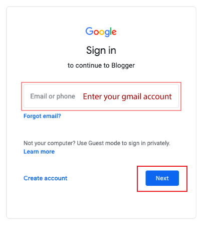 Blogger account login kaise kare